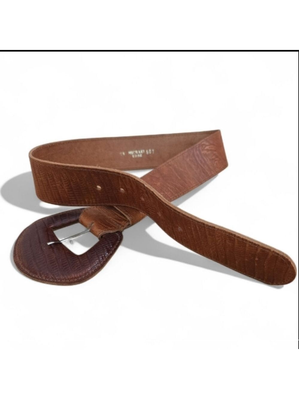 Michael Rose Brown Reptile Print Leather Belt S/M